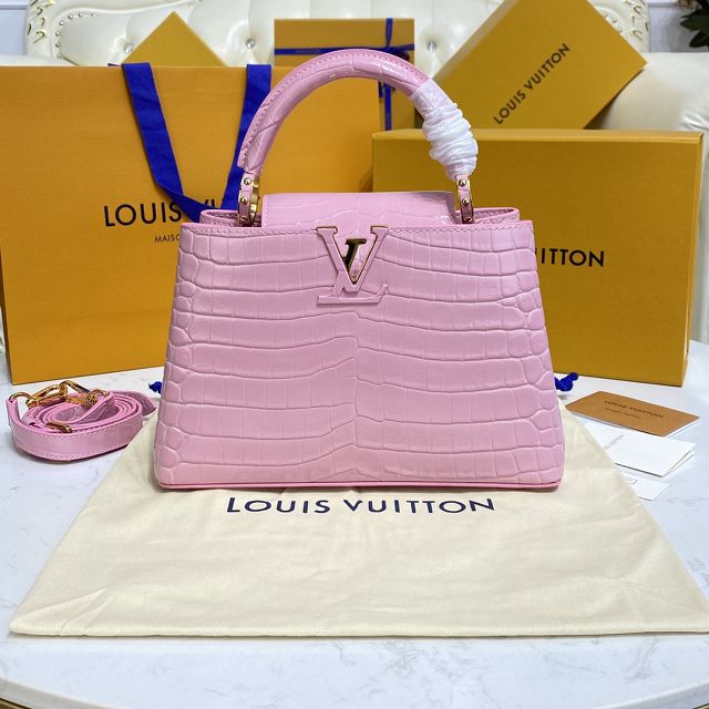 Louis vuitton original crocodile calfskin capucines BB handbag N92679 pink
