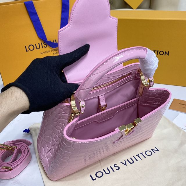 Louis vuitton original crocodile calfskin capucines BB handbag N92679 pink