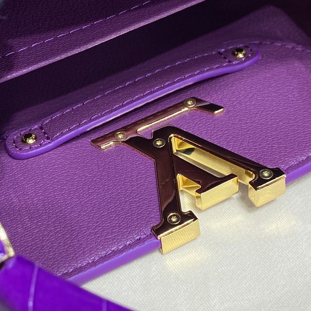 Louis vuitton original crocodile calfskin capucines mini handbag N94227 purple