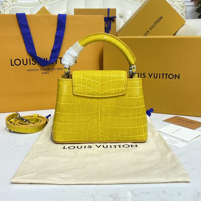Louis vuitton original crocodile calfskin capucines mini handbag N93372 yellow