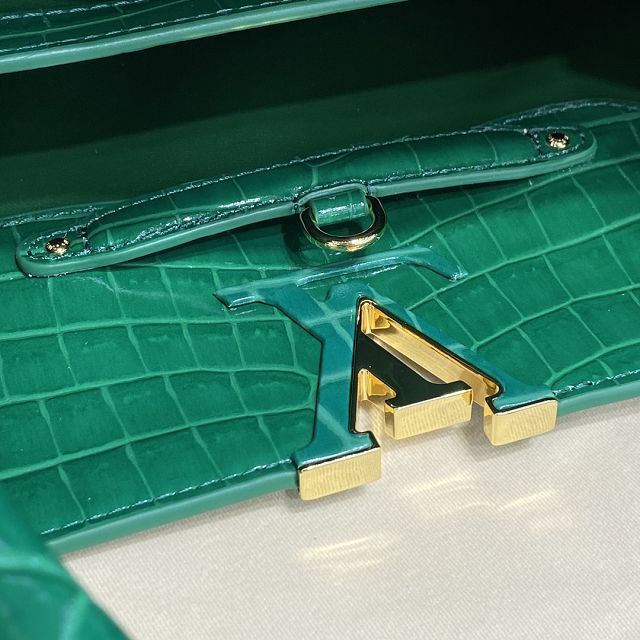 Louis vuitton original crocodile calfskin capucines mm handbag N94260 green
