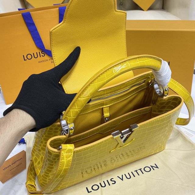 Louis vuitton original crocodile calfskin capucines mm handbag N94260 yellow