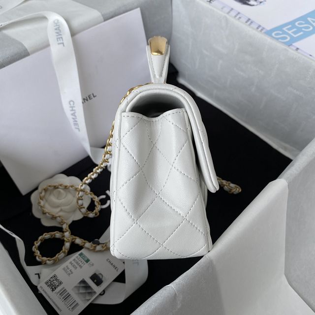 2022 CC original lambskin top handle flap bag bag AS2431-3 white