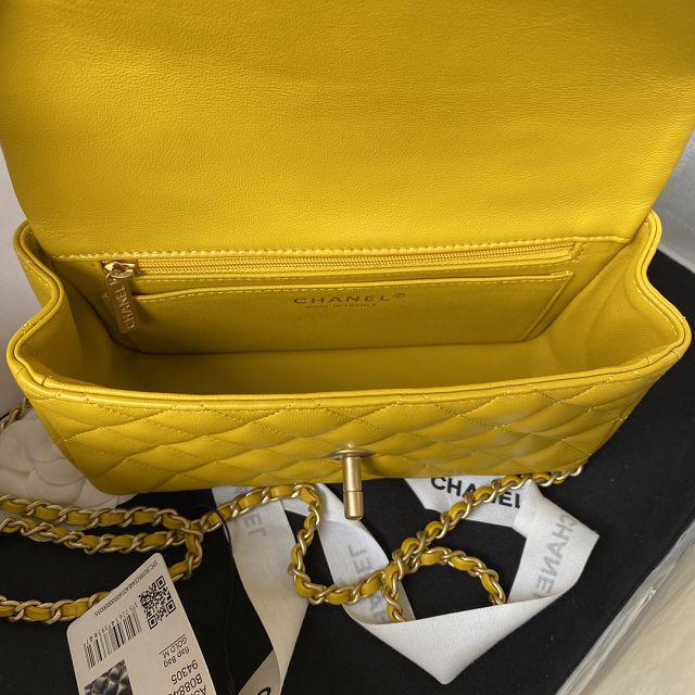 2022 CC original lambskin top handle flap bag bag AS2431-3 yellow