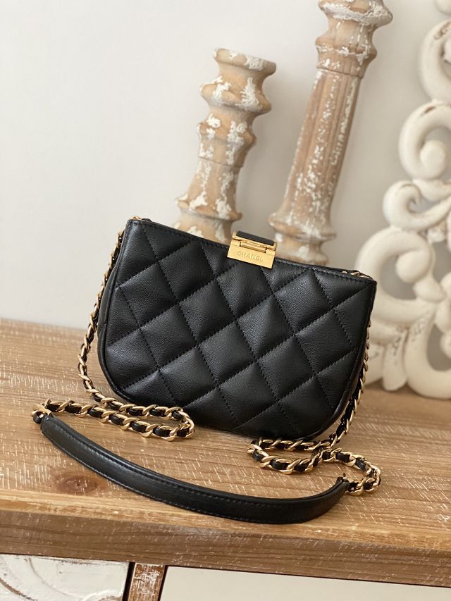 2022 CC original lambskin small hobo handbag AS3475 black