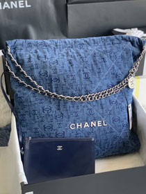 CC original denim 22 large handbag AS3262 blue&silver