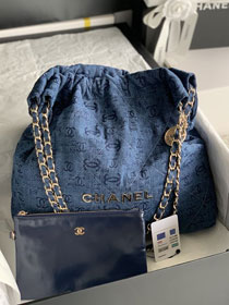 CC original denim 22 medium handbag AS3261 blue&gold