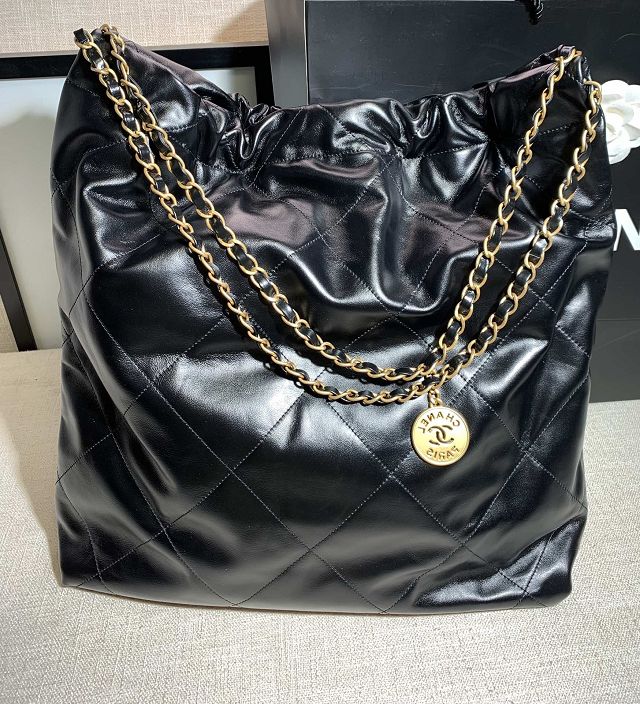 CC original calfskin 22 large handbag AS3262 black&white
