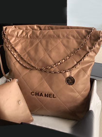 CC original calfskin 22 large handbag AS3262 brown