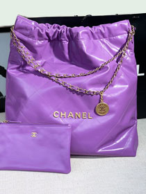CC original calfskin 22 large handbag AS3262 purple