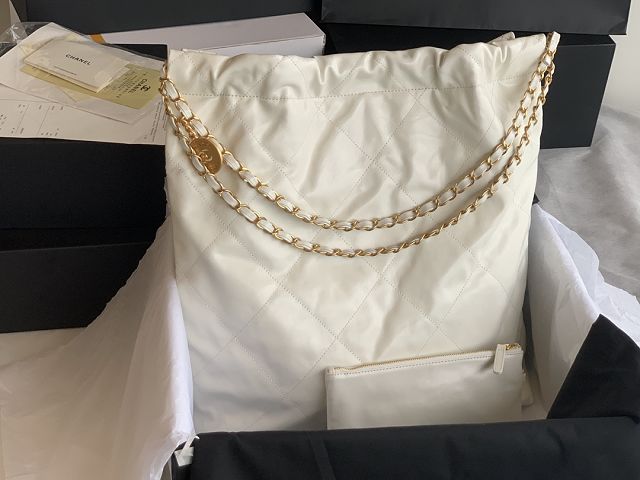CC original calfskin 22 large handbag AS3262 white&black