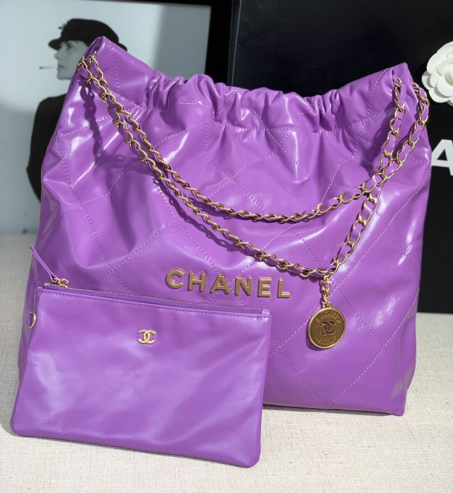 CC original calfskin 22 medium handbag AS3261 purple