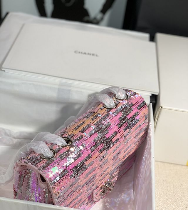CC original sequins mini flap bag AS3523 pink