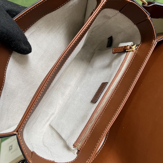 2022 GG original calfskin 1955 horsebit shoulder bag 602204 brown