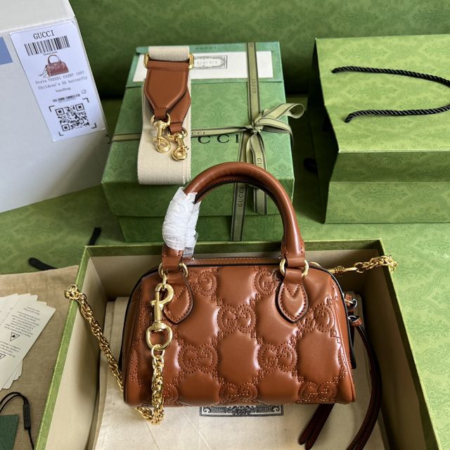 2023 GG original matelasse leather mini bag 702251 brown