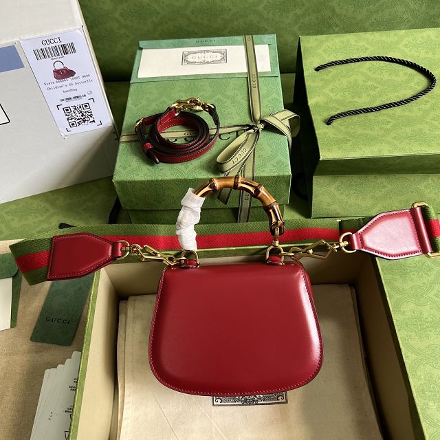 2022 GG original calfskin mini top handle bag 686864 red