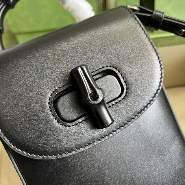 GG original calfskin bamboo mini handbag 702106 allblack