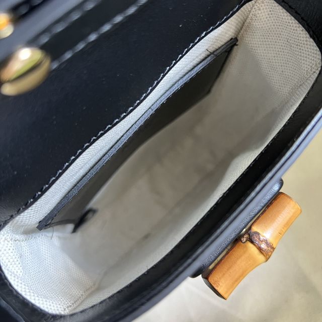 GG original calfskin bamboo mini handbag 702106 black