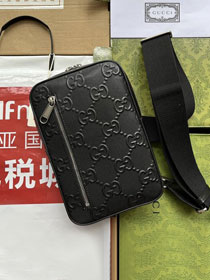 GG original calfskin embossed sling backpack 700431 black