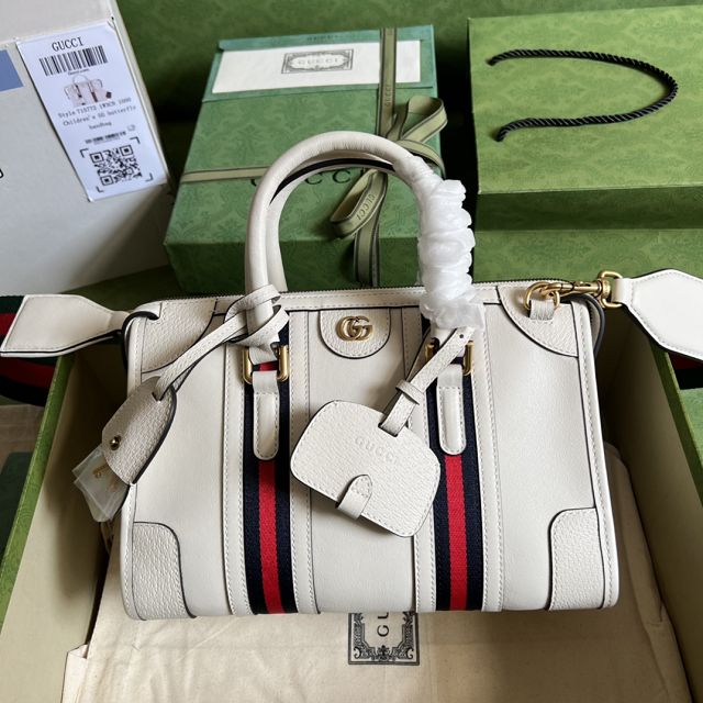 2022 GG original calfskin small top handle bag 715772 white