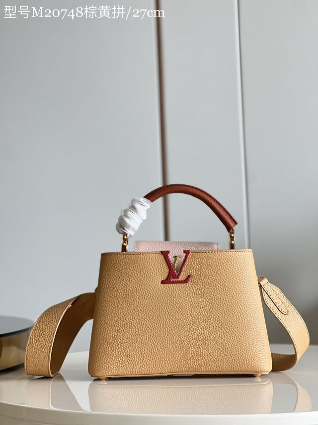 Louis vuitton original calfskin capucines BB handbag M58671 light brown