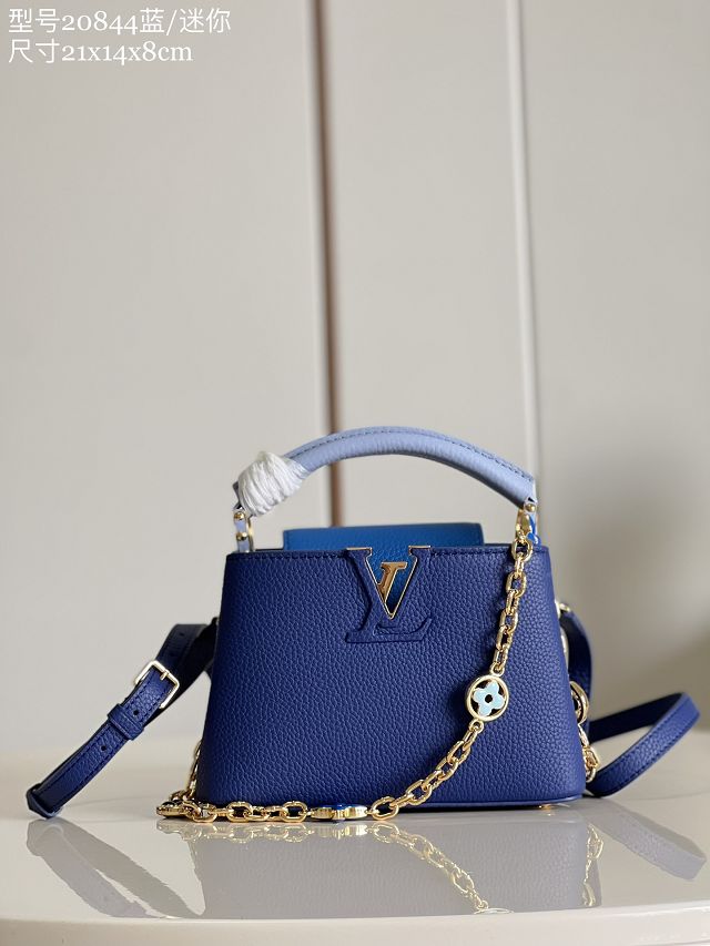 Louis vuitton original calfskin capucines mini handbag M20845 blue