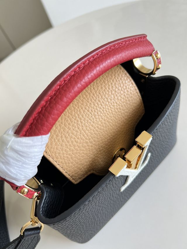 Louis vuitton original calfskin capucines mini handbag M48865 black