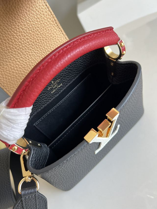 Louis vuitton original calfskin capucines mini handbag M48865 black
