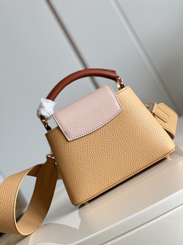 Louis vuitton original calfskin capucines mini handbag M48865 light brown