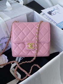 CC original lambskin mini flap bag AS3648 pink