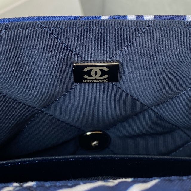 CC original printed silk medium flap bag AS3522 blue