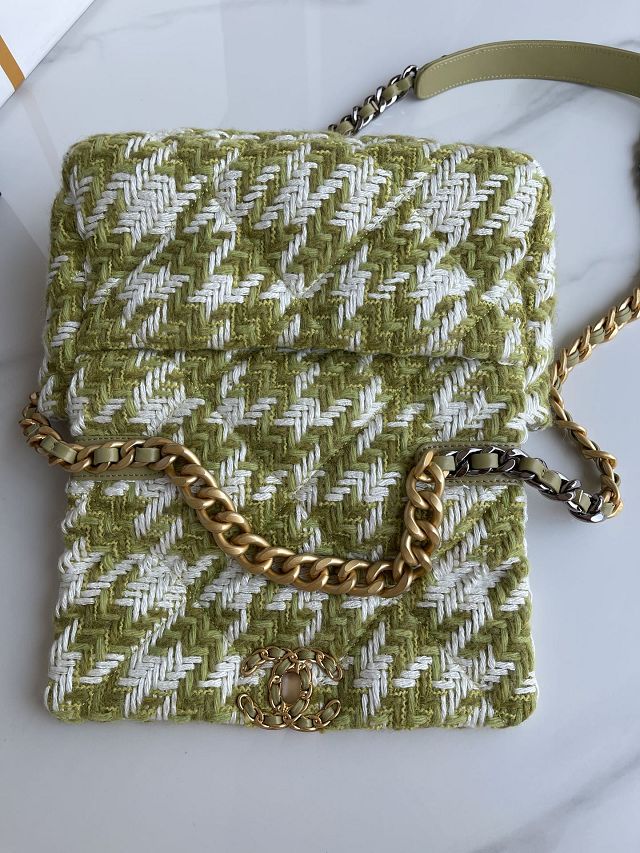 CC original tweed small 19 flap bag AS1160 green