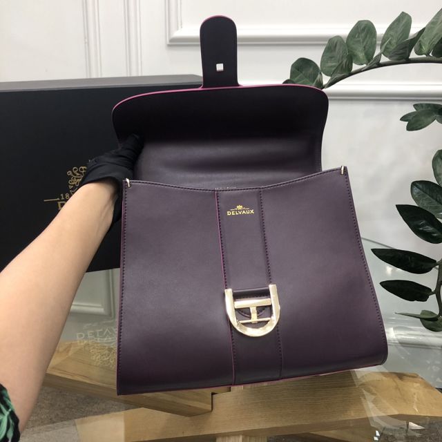 Delvaux original box calfskin brillant bag MM AA0555 dark purple