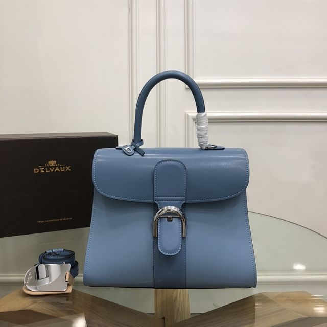 Delvaux original box calfskin brillant bag MM AA0555 blue