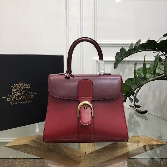 Delvaux original box calfskin brillant bag MM AA0555 burgundy&wine red