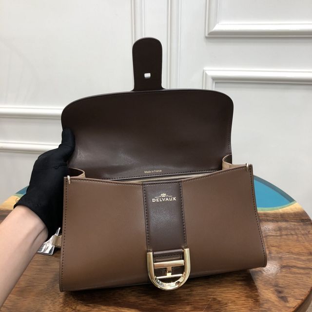 Delvaux original box calfskin brillant small bag AA0417 grey&coffee