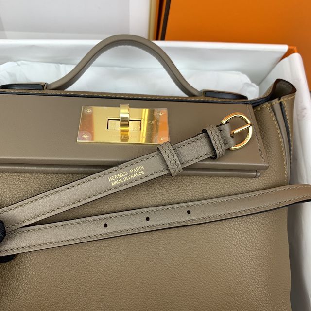 Hermes original togo leather small kelly 2424 bag HH03698 beige de weimar