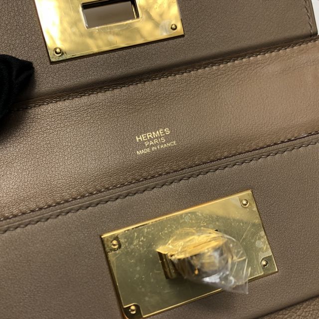 Hermes original togo leather kelly 2424 bag HH03699 beige de weimar 