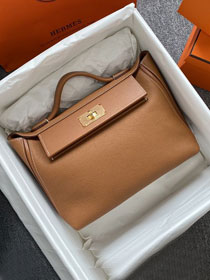 Hermes original togo leather kelly 2424 bag HH03699 gold brown