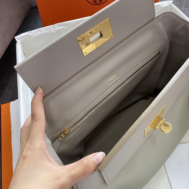 Hermes original togo leather small kelly 2424 bag HH03698 pearlash