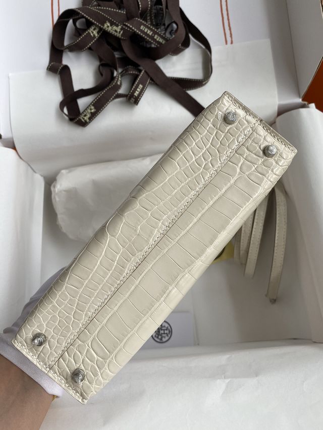 Hermes genuine crocodile leather mini kelly bag K0019 beton