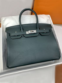 Hermes handmade original chevre leather birkin 35 bag H350 vert cypres
