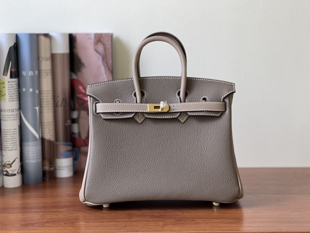 Hermes handmade original togo leather birkin bag BK0350 etoupe grey