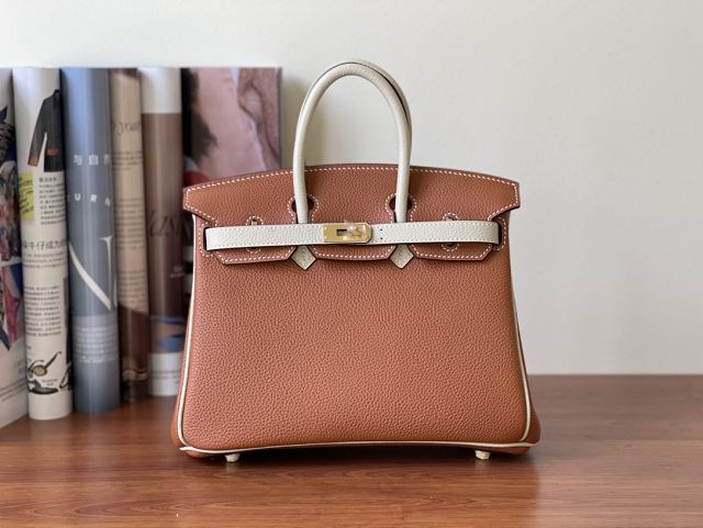 Hermes handmade original togo leather birkin bag BK0350 gold brown