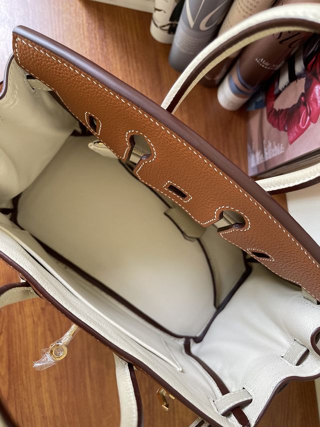 Hermes handmade original togo leather birkin bag BK0350 gold brown