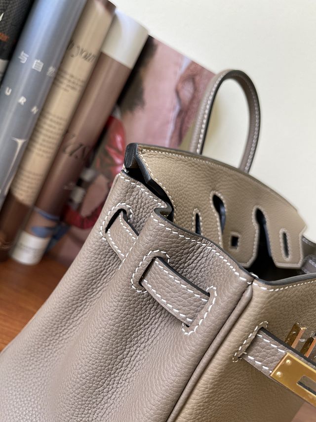 Hermes handmade original togo leather birkin bag BK0350 light grey