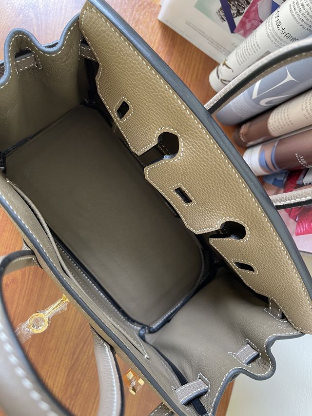 Hermes handmade original togo leather birkin bag BK0350 light grey