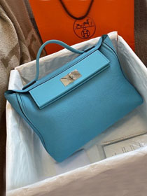 Hermes original togo leather kelly 2424 bag HH03699 blue du nord 