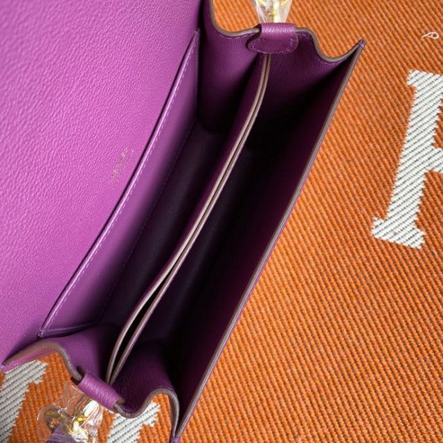 Hermes original evercolor leather roulis bag R18 anemone