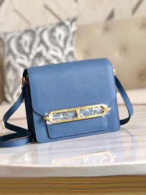 Hermes original evercolor leather roulis bag R18 blue agate
